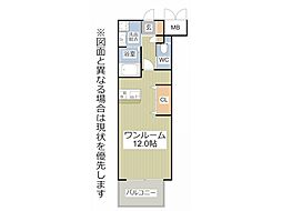 アクシオ三萩野2 ワンルームの間取図画像
