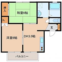 セジュールエスペランス 2DKの間取図画像