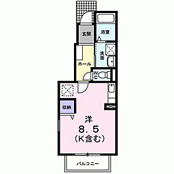 プチフルールA ワンルームの間取図画像