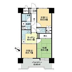 ライオンズマンション長町一丁目 2階3Kの間取り