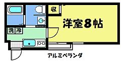 フラッティ七条大橋 3階1Kの間取り