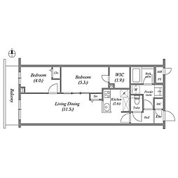 プライムガーデン若木 1階2LDKの間取り