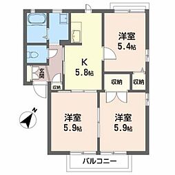 サニーコート参番館 3Kの間取図画像