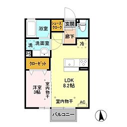 サンセールB 1LDKの間取図画像