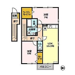 ファインサイト 2階2LDKの間取り