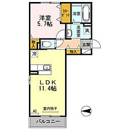 グレイス・K 1LDKの間取図画像