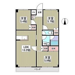 カーサガレリア 3LDKの間取図画像