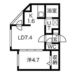 プレシェルト南7条 1LDKの間取図画像