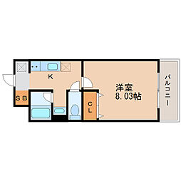 アスコット木ノ下 3階1Kの間取り