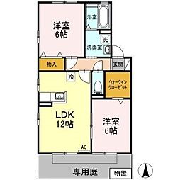 セジュールミキD 2LDKの間取図画像