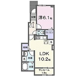グランヴァレーB 1LDKの間取図画像