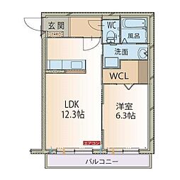 ハートフルマンションシトラス 1LDKの間取図画像