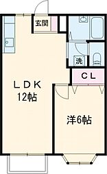エルディム藤 2階1LDKの間取り
