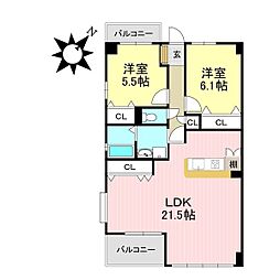 サニーコート 2LDKの間取図画像