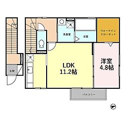 ボヌール ピエース　Ｂ 2階1LDKの間取り