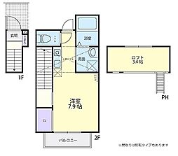 ラ・クレール 2階ワンルームの間取り