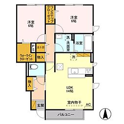 さくらこーとB 2LDKの間取図画像