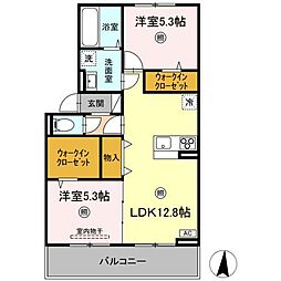 D-ROOM GRACIA　Ｂ棟 3階2LDKの間取り