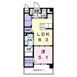 グレース パグーロF 1LDKの間取図画像