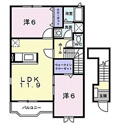 グリーンヒルズA 2LDKの間取図画像