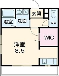 プランドール岡本 1Kの間取図画像
