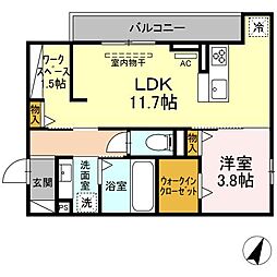 D-square四ツ谷 2階1LDKの間取り