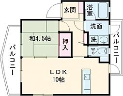 JR鹿児島本線 植木駅 4.5kmの賃貸マンション 3階1LDKの間取り