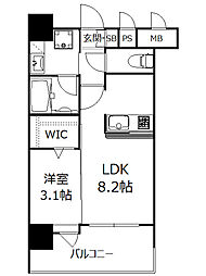 エンクレストベイ天神東2 1LDKの間取図画像