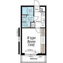 ルピナ原ノ町 4階1Kの間取り