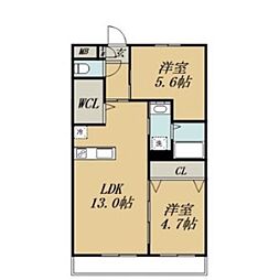 Ｇｒｏｗｔｈ　Ｎｉｓｈｉｋｉ 5階2LDKの間取り