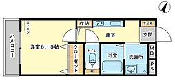 ハイツ中浜 1Kの間取図画像