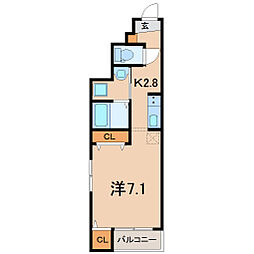 スカイヒルズC 1Kの間取図画像