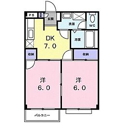 リバーフィールド 2DKの間取図画像