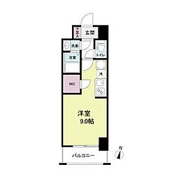 アプリーレ元町ウエスト 9階ワンルームの間取り