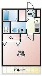 アニーサ．ケー 2階1Kの間取り