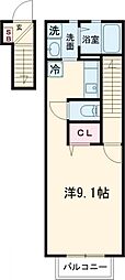ツイン　リーフ 2階1Kの間取り
