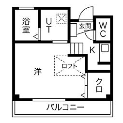 ブリッジゲート南棟 1Kの間取図画像