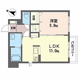 シャーメゾンイシファインＢ 1階1LDKの間取り