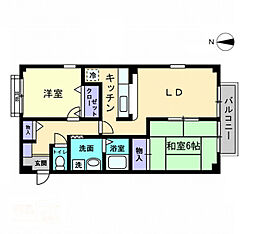 フォブールみらい 2階2LDKの間取り