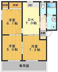 サンフォース弐番館 1階3DKの間取り