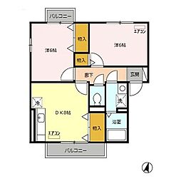 エスポワール 2DKの間取図画像
