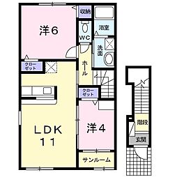 サンタ・モニカ 2LDKの間取図画像