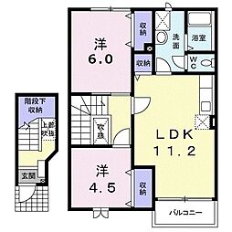 グランシャリオ 2階2LDKの間取り