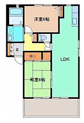 グレース・ティナＣ 1階2LDKの間取り