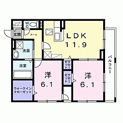 ブリリアント 2LDKの間取図画像
