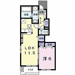 グラウンド　ナッツ 1階1LDKの間取り