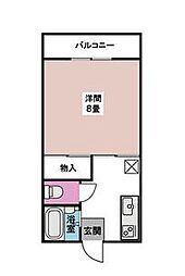サンパレス西新町D 1Kの間取図画像