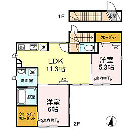 プレミアムシャトー桜川 2LDKの間取図画像