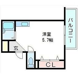 エスポワール茨木 ワンルームの間取図画像