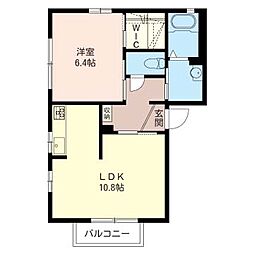 サファイアＢ 2階1LDKの間取り
